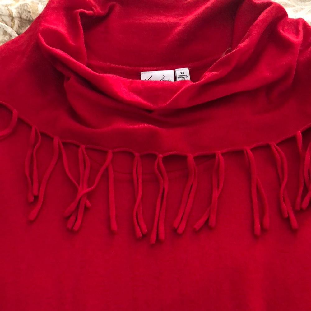 Kim, Rogers, tunic sweater with fringe, size 2X. Worn once.